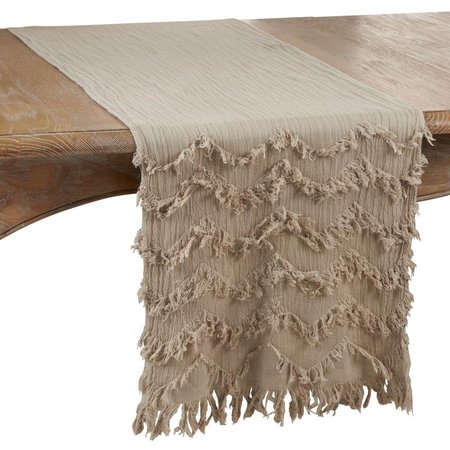 SARO LIFESTYLE SARO  16 x 72 in. Oblong Chevron Table Runner with Natural Fringe Design 1872.N1672B